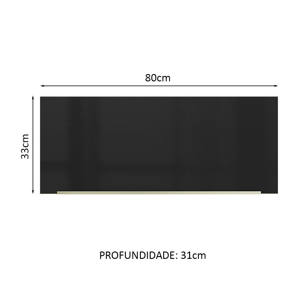 Gabinete Superior 80 cm 1 Puerta Abatible Blanco/Negro Lux Madesa