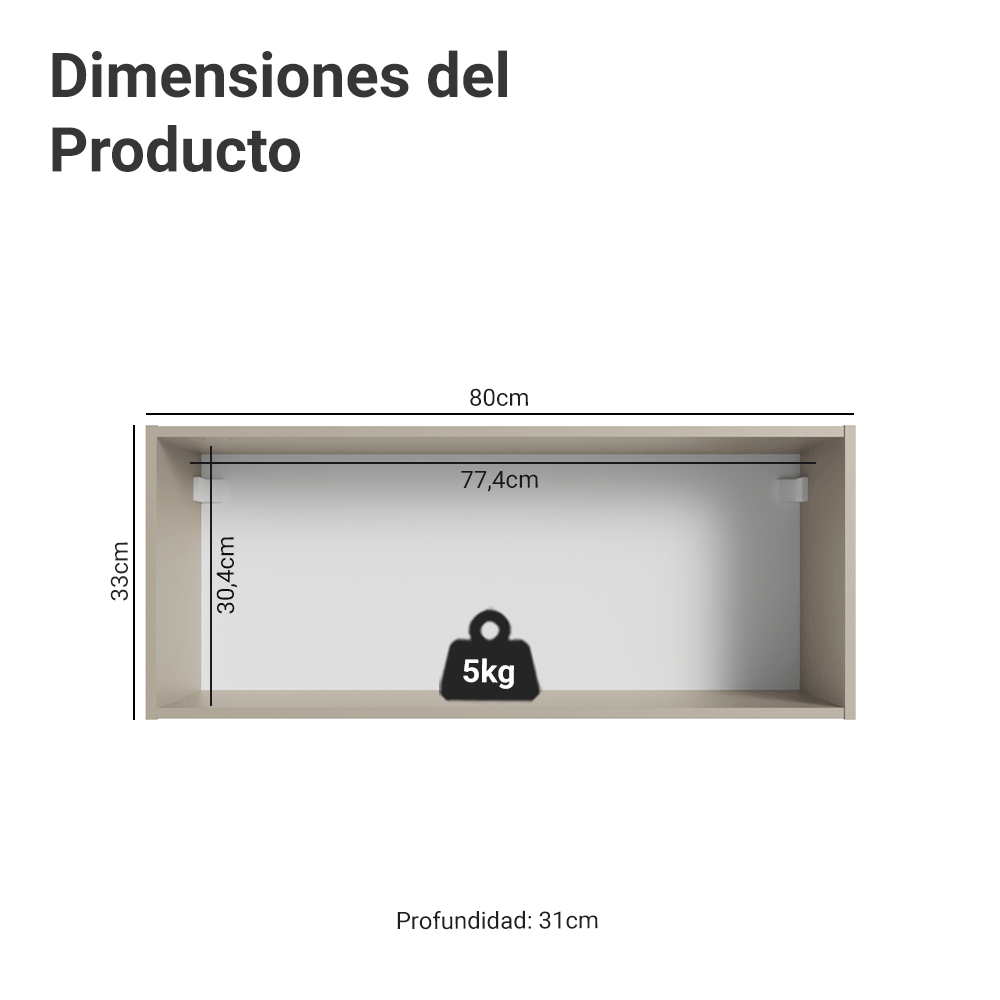 Gabinete Superior 80 cm 1 Puerta Abatible Nice Crema