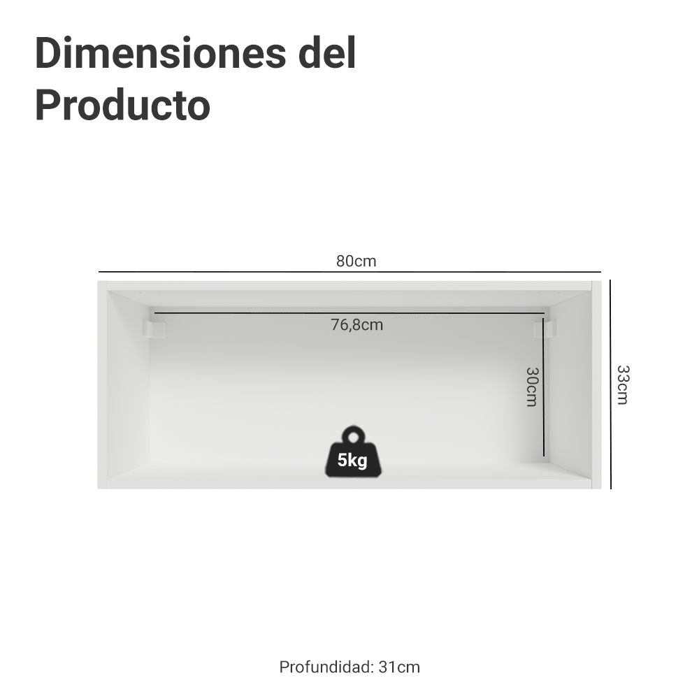 Gabinete Superior 80 cm 1 Puerta Abatible Blanco/Gris Vik Madesa