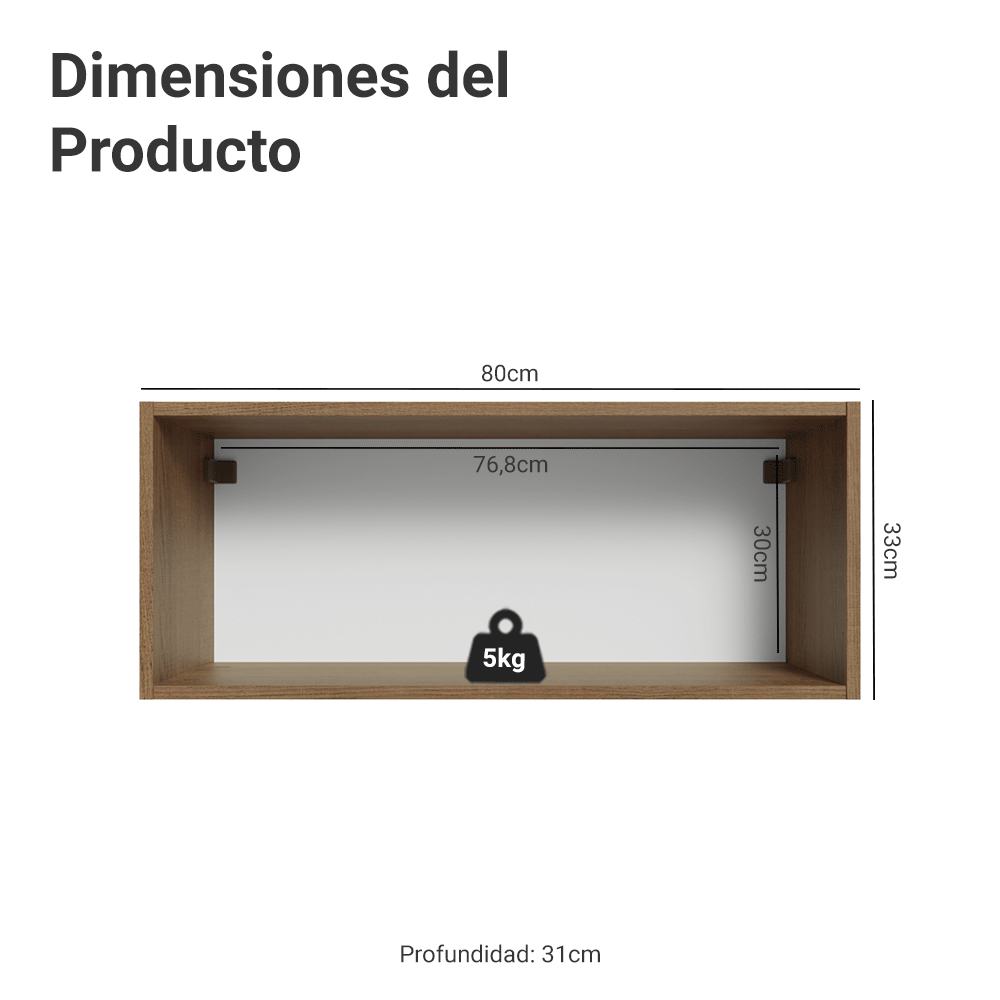 Gabinete Superior 80 cm 1 Puerta Abatible Marrón/Gris Vik Madesa