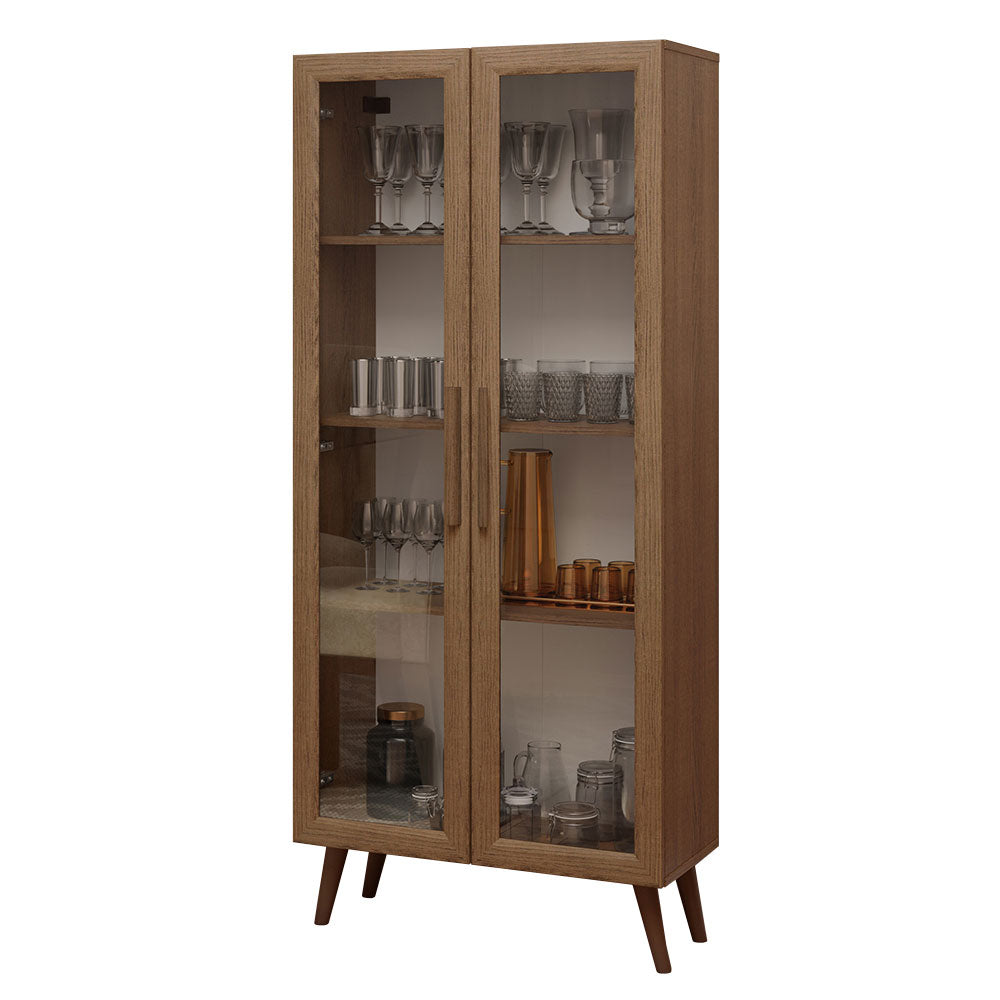 Mueble de Cocina Vitrina 70cm 2 Puertas de Vidrio con Patas Marrón Madesa