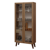 Vitrina 70 cm 2 Puertas de Vidrio con Patas Trapecio Marrón/Marrom Madesa