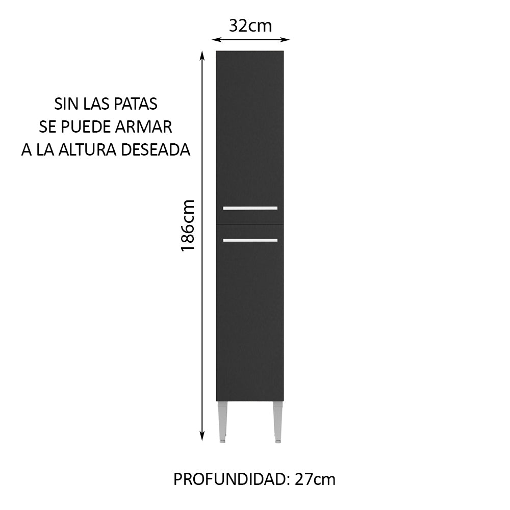 Mueble Despensa Emilly 2 Puertas - Marrón/Negro