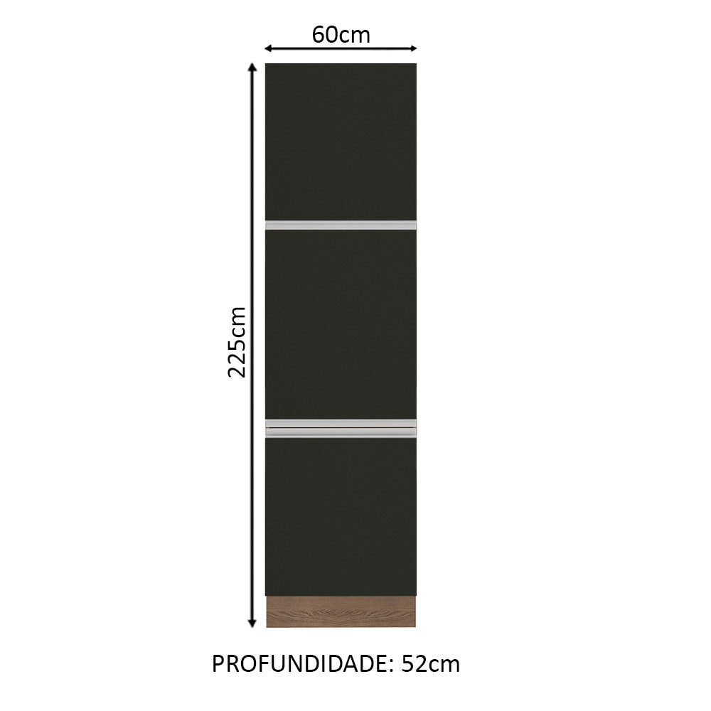 Mueble Despensa 60 cm 3 Puertas Glamy Marrón/Negro