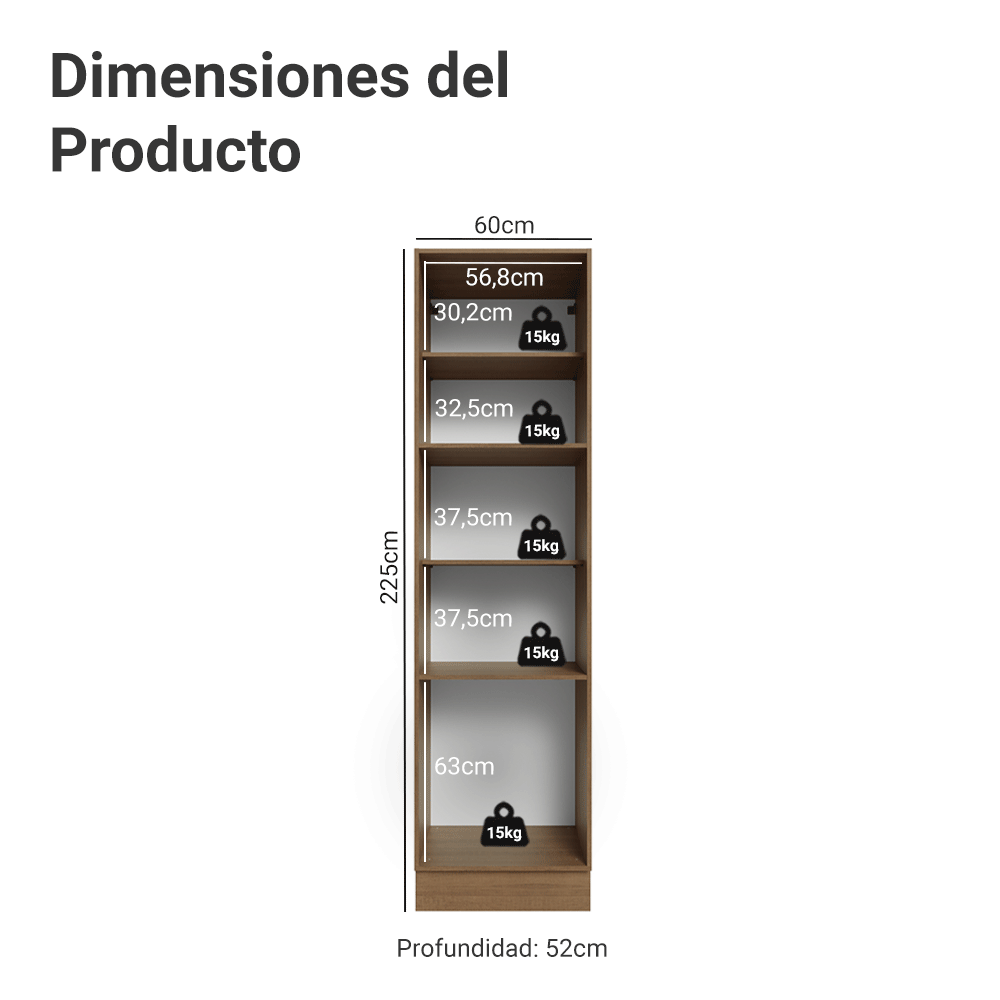 Despensero 60 cm 3 Puertas Marrón/Verde Vik Madesa