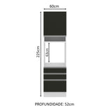 Mueble de Cocina para Horno Glamy 60 cm 1 Puerta y 3 Cajones Blanco/Negro