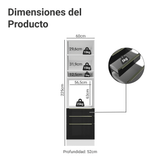 Mueble para Horno 60 cm 1 Puerta e 3 Cajones Blanco/Negro Lux Madesa