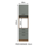 Mueble de Cocina para Horno Agata 60 cm 1 Puerta y 3 Cajones Marrón/Gris