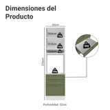 Mueble para Horno 60 cm 1 Puerta 3 Cajones Blanco/Verde Vik Madesa