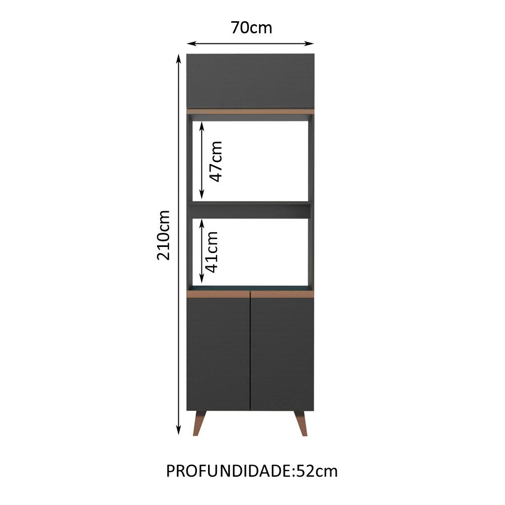 Mueble de Cocina para Horno 70 cm 3 Puertas Negro Reims