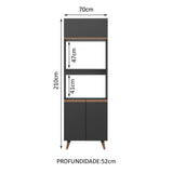 Mueble de Cocina para Horno 70 cm 3 Puertas Negro Reims