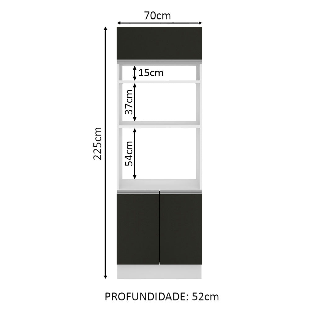 Mueble para Horno 70 cm 3 Puertas Blanco/Negro Glamy Madesa