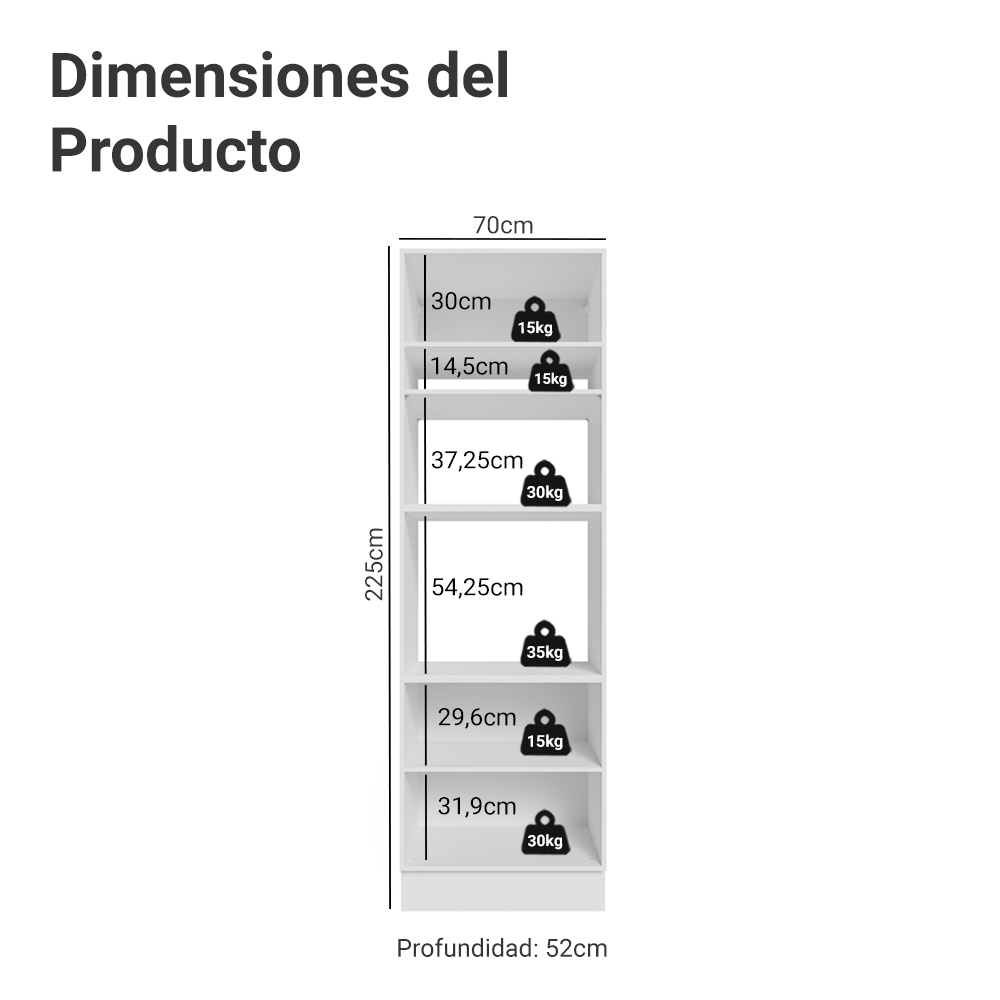 Mueble para Horno 70 cm 3 Puertas Blanco/Negro Lux Madesa