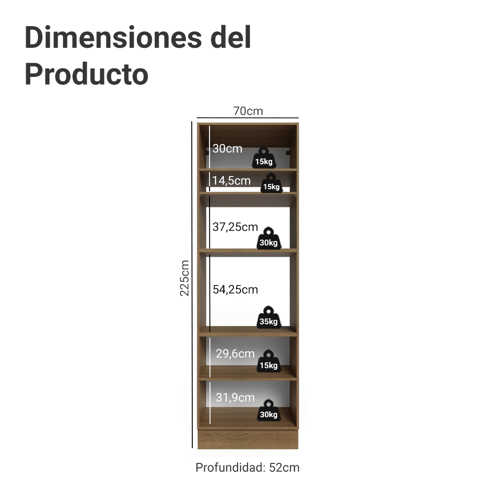 Mueble para Horno 70 cm 3 Puertas Marrón/Gris Lux Madesa
