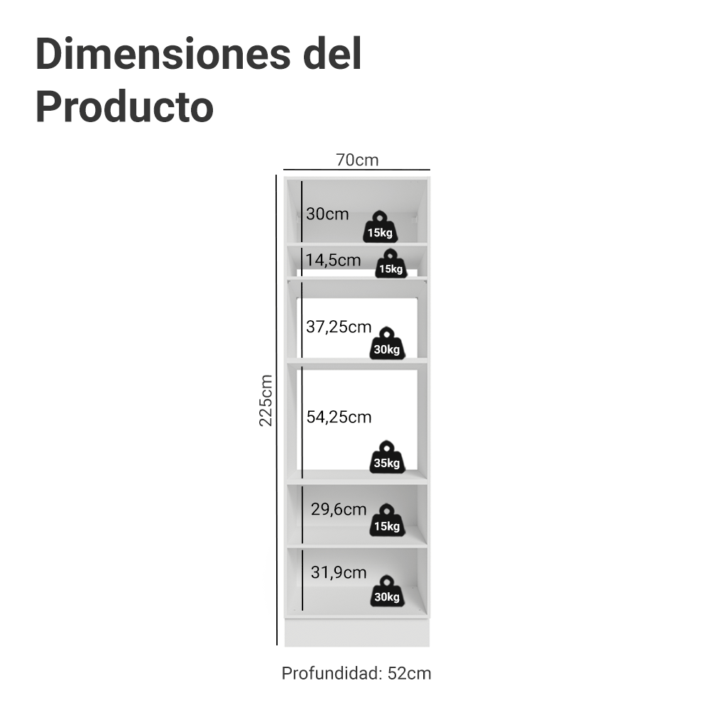Mueble para Horno 70 cm 3 Puertas Blanco/Gris Vik Madesa