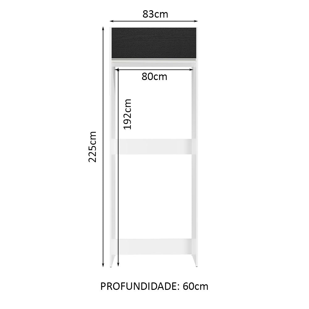 Mueble de Cocina para Refrigerador 1 Puerta Abatible Glamy Blanco/Negro