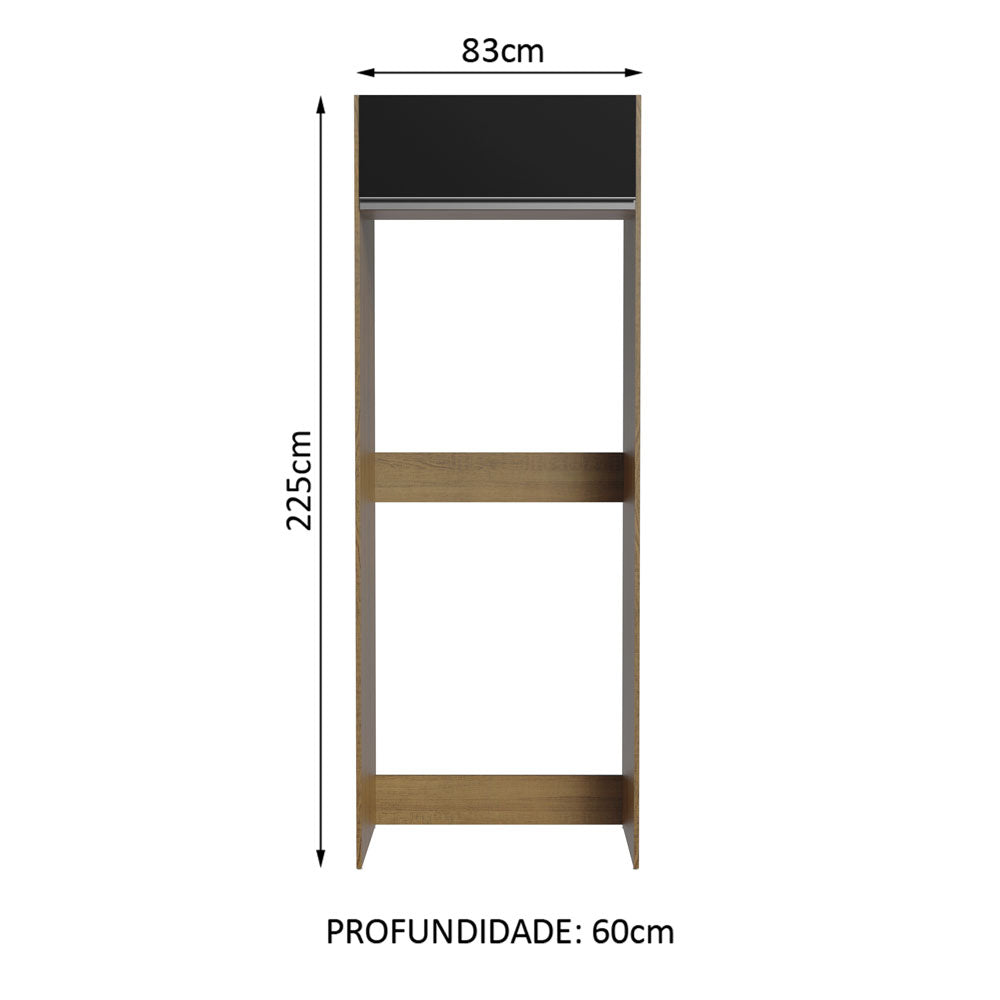 Mueble de Cocina para Refrigerador 1 Puerta Abatible Glamy Marrón/Negro