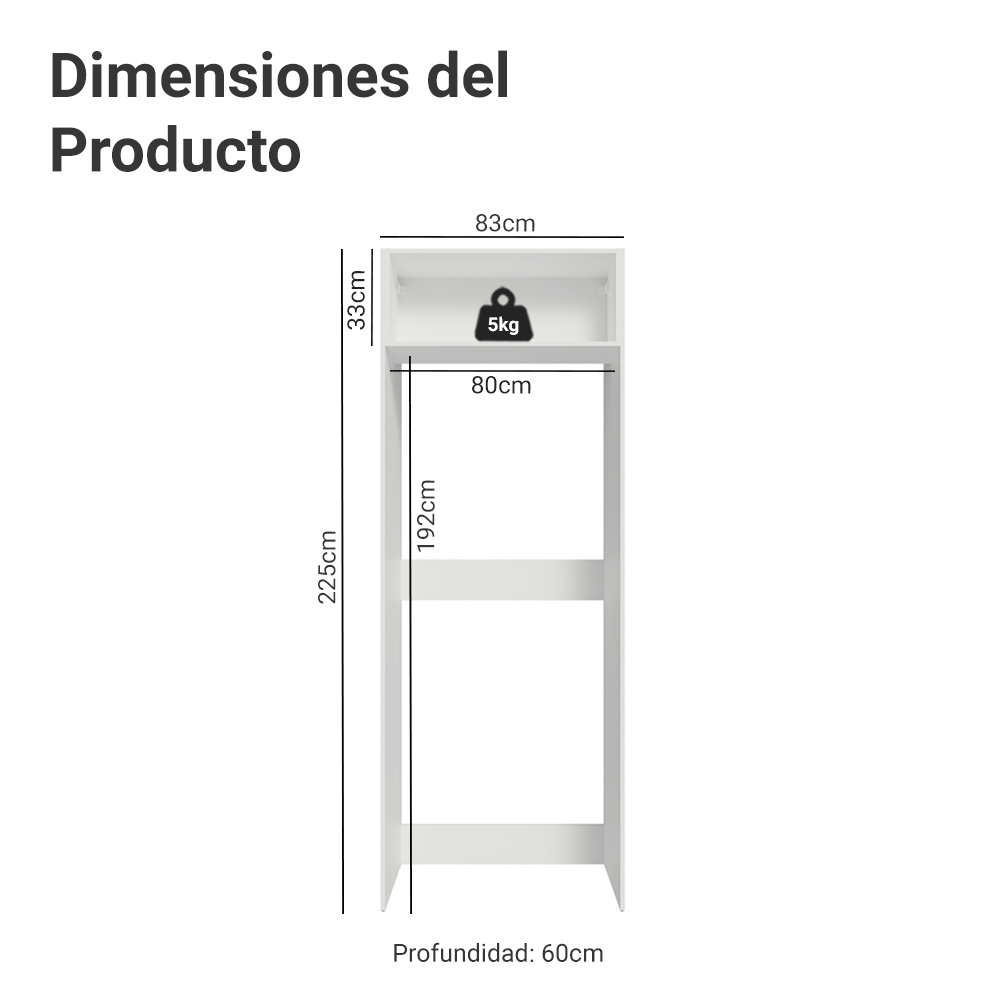 Mueble para Refrigerador 1 Puerta Basculanete Blanco/Gris Vik Madesa