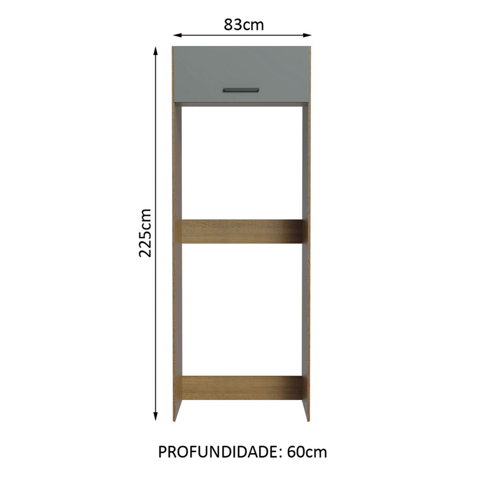Mueble de Cocina para Refrigerador 1 Puerta Abatible Agata Marrón/Gris