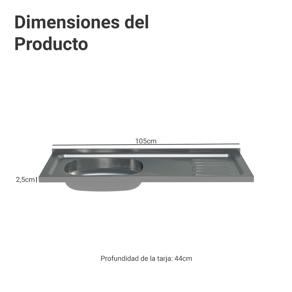 Fregadero de Acero Inoxidable 105 X 44 cm