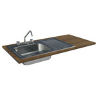 Gabinete Bajo para Fregadero con Accesorios de Cocina 120 cm 1 Puerta 2 Cajones Marrón/Gris Agata Madesa