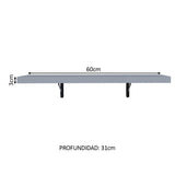 Kit 2 Repisas de Cocina 60 cm con Soporte Metálico Gris