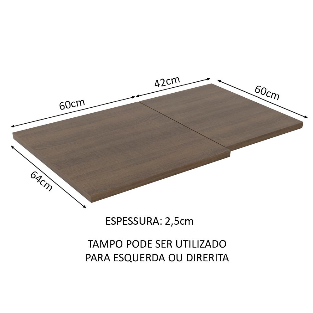 Encimera para Mueble de Esquina de 64 x 102 cm para Cocinas Glamy, Lux y Stella Marrón