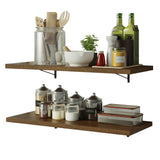 Kit 2 Repisas de Cocina 80 cm con Soporte Metálico Marrón