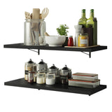 Kit 2 Repisas de Cocina 80 cm con Soporte Metálico Negro