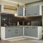 Cocina Integral Esquinera 389cm Blanco/Gris Agata 01