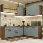 Cocina Integral Esquinera 389 x 52 cm Marrón/Gris Agata 01