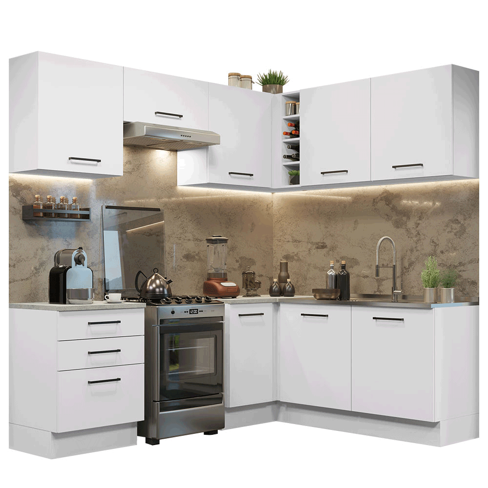 Cocina Integral Esquinera 399cm Blanco Agata 02