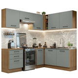 Cocina Integral Esquinera 399cm Marrón/Gris Agata 02