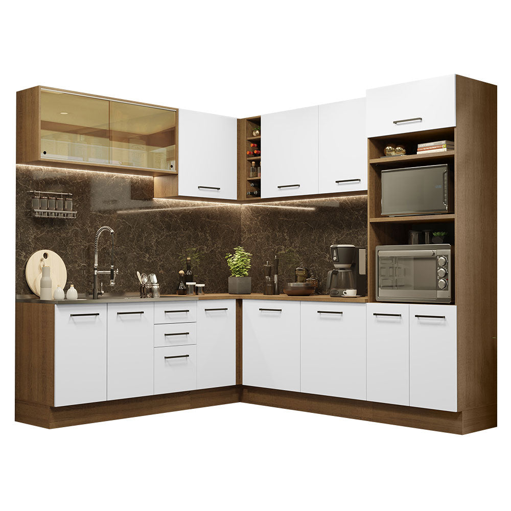 Cocina Integral Esquinera 459cm Marrón/Blanco Agata 01