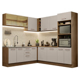 Cocina Integral Esquinera 459cm Marrón/Crema Agata 01