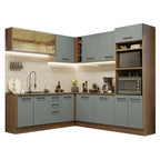 Cocina Integral Esquinera 459cm Marrón/Gris Agata 01