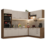 Cocina Integral Esquinera 479cm Marrón/Crema Agata 01