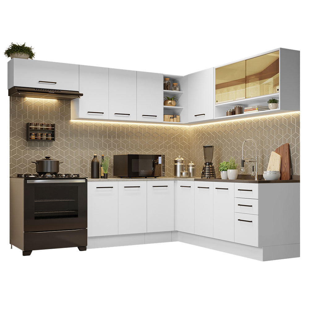 Cocina Integral Esquinera 486 x 60 cm Agata Blanco 01