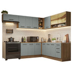 Cocina Integral de Esquina 486cm Marrón/Gris 60cm de Profundidad Agata 01