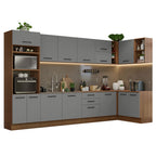 Cocina Integral Esquinera 499cm Marrón/Gris Agata 01