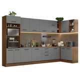 Cocina Integral Esquinera 499cm Marrón/Gris Agata 01
