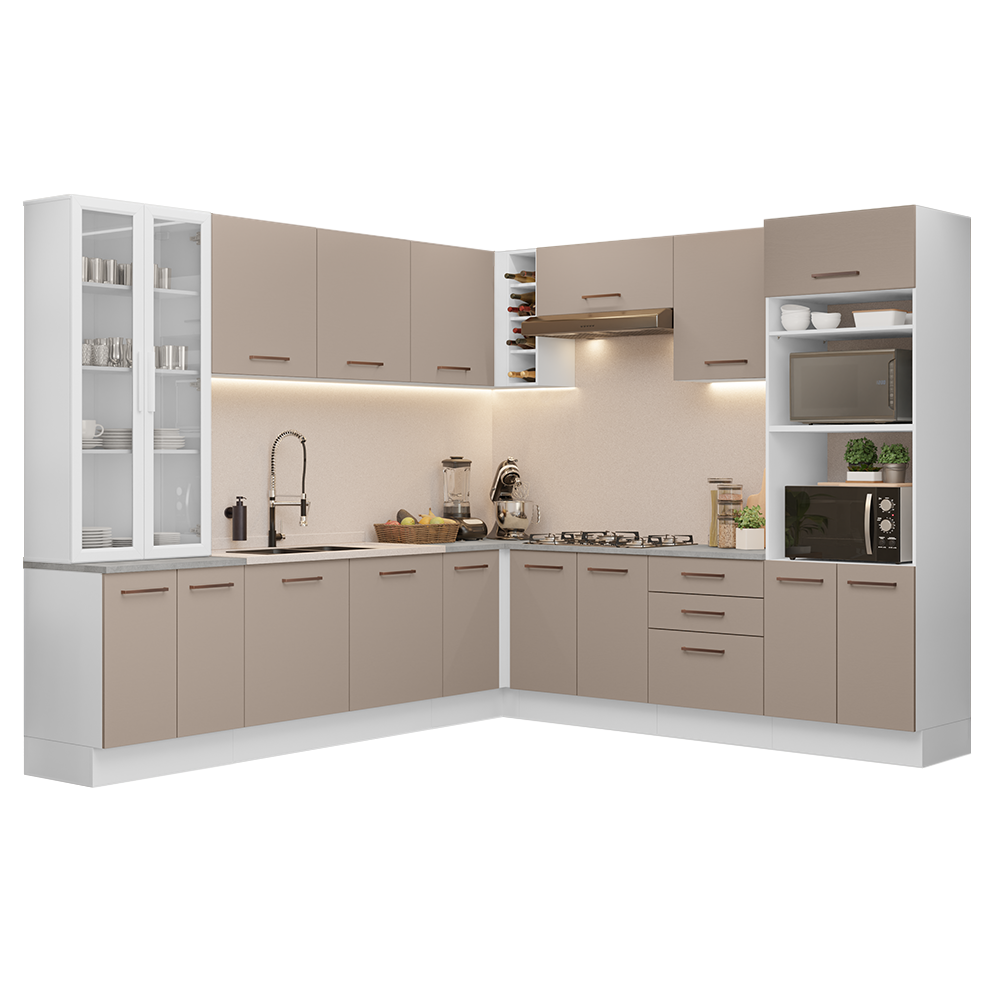 Cocina Integral 549cm Blanco/Crema Agata 01