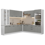 Cocina Integral Esquinera 549cm Blanco/Gris Agata 01