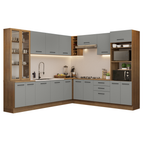 Cocina Integral Esquinera 549cm Marrón/Gris Agata 01