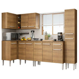 Cocina Integral Esquinera 325cm Marrón Emilly Agua 02