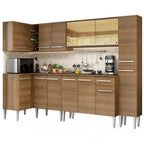 Cocina Integral Esquinera 325cm Marrón Emilly Wave 04