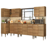 Cocina Integral Esquinera 357cm Marrón Emilly Rock 01