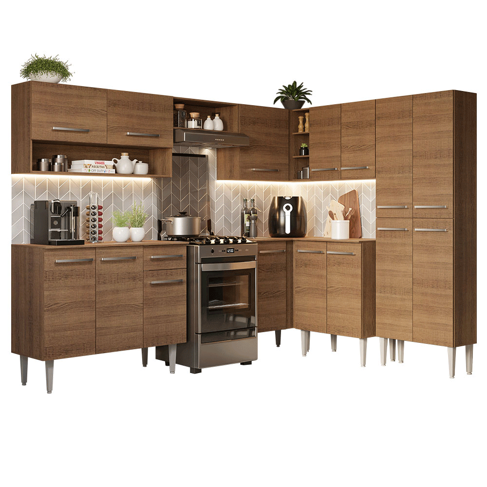 Cocina Integral Esquinera 417cm Marrón Emilly 02