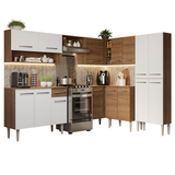 Cocina Integral Esquinera 417cm Marrón/Blanco Emilly 02