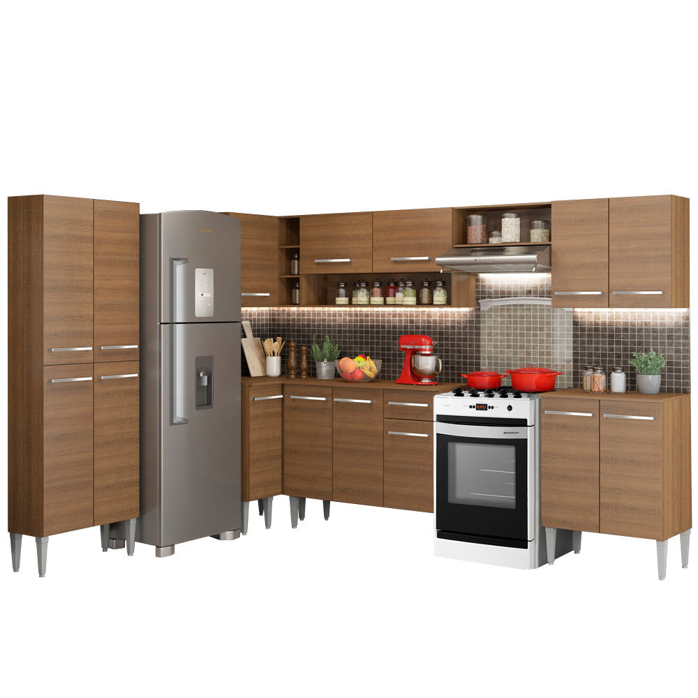 Cocina Integral Esquinera 481cm Marrón Emilly Moon 01